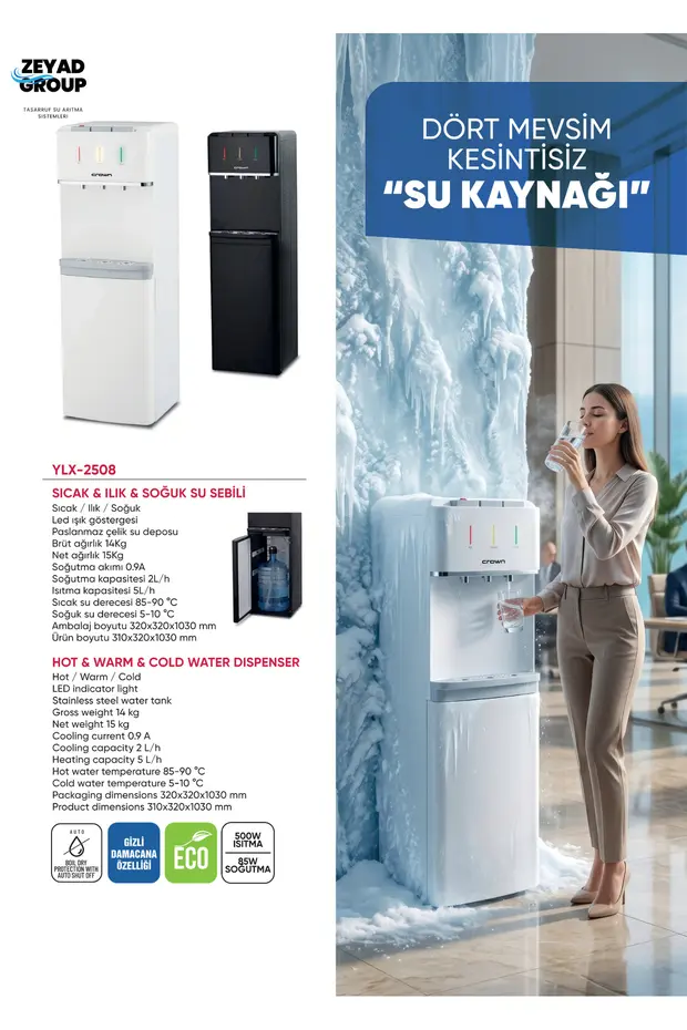 3 Musluklu Sıcak, Soğuk Su Sebili – Dolaplı, Yüksek Kapasiteli, Hızlı Soğutma & Isıtma - Görsel 3